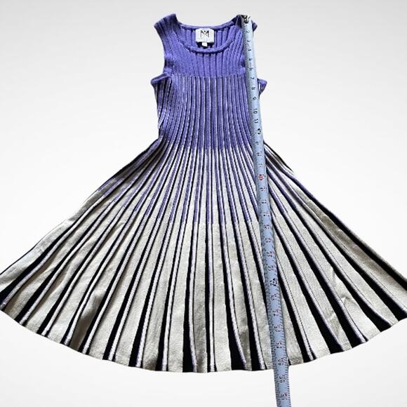 Milly Minis Godet Striped Sleeveless Fit and Flare Pleated Knit Dress Kids Sz 12 - Picture 6 of 12